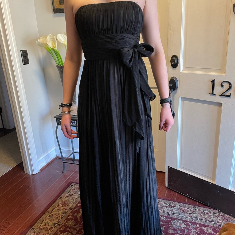 BCBG Max Azria black strapless empire waist silk dress